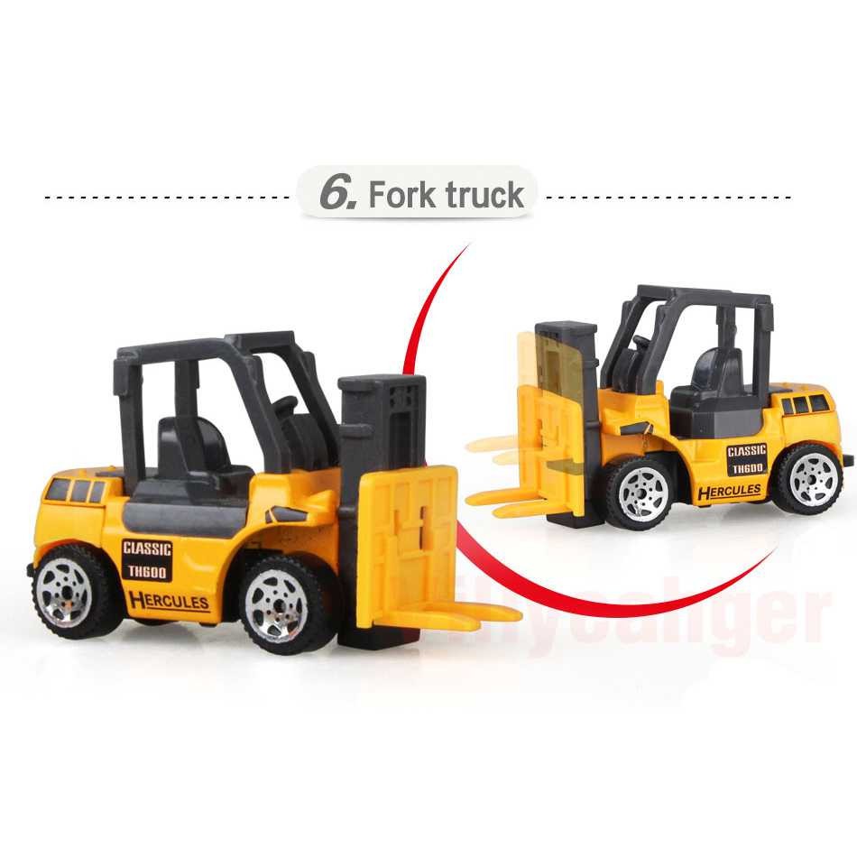 Mainan Mobil-Mobilan Anak Cowok Keren Truck Konstruksi Diecast 6PCS Heavy Excavator Plastik Awet