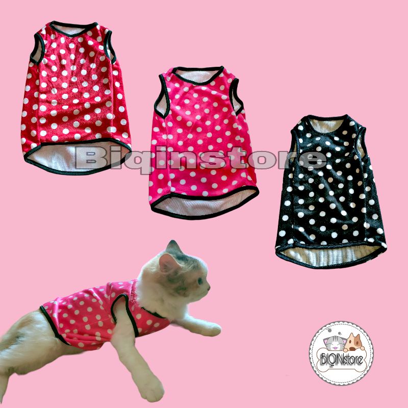 Baju Kucing Anjing Kecil Motif Polkadot