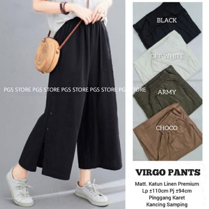 Kulot Mayung Katun Linen Kancing Bawah Amara Pants / Virgo Pants Linen Oversize-0