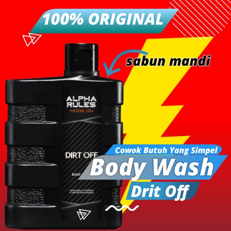 sabun mandi premium ALPHARULES Alpha Rules Dirt Off - Body Wash 250 ml cair pria cowok