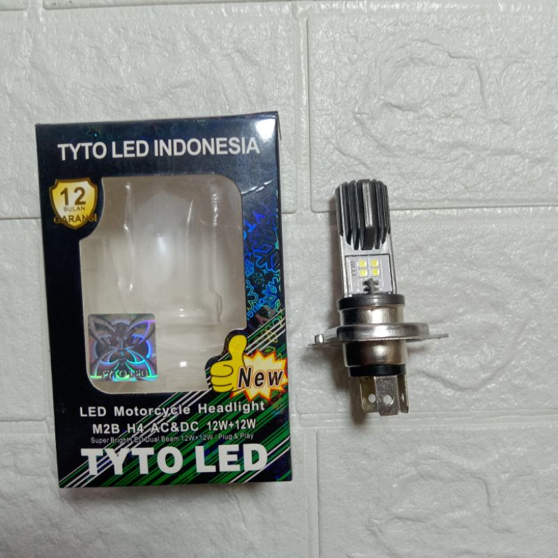 lampu depan motor mobil H4 LED Dop depan Type H4 hi low merk Tyto varian dus hijau merah biru