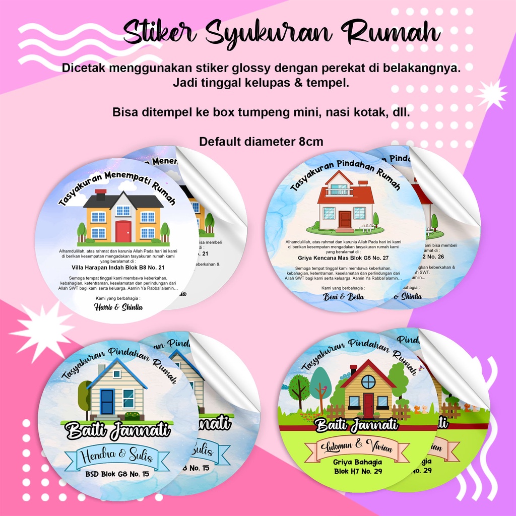 Alafakingdom 001-004 Stiker Syukuran Rumah Stiker Pindahan Rumah