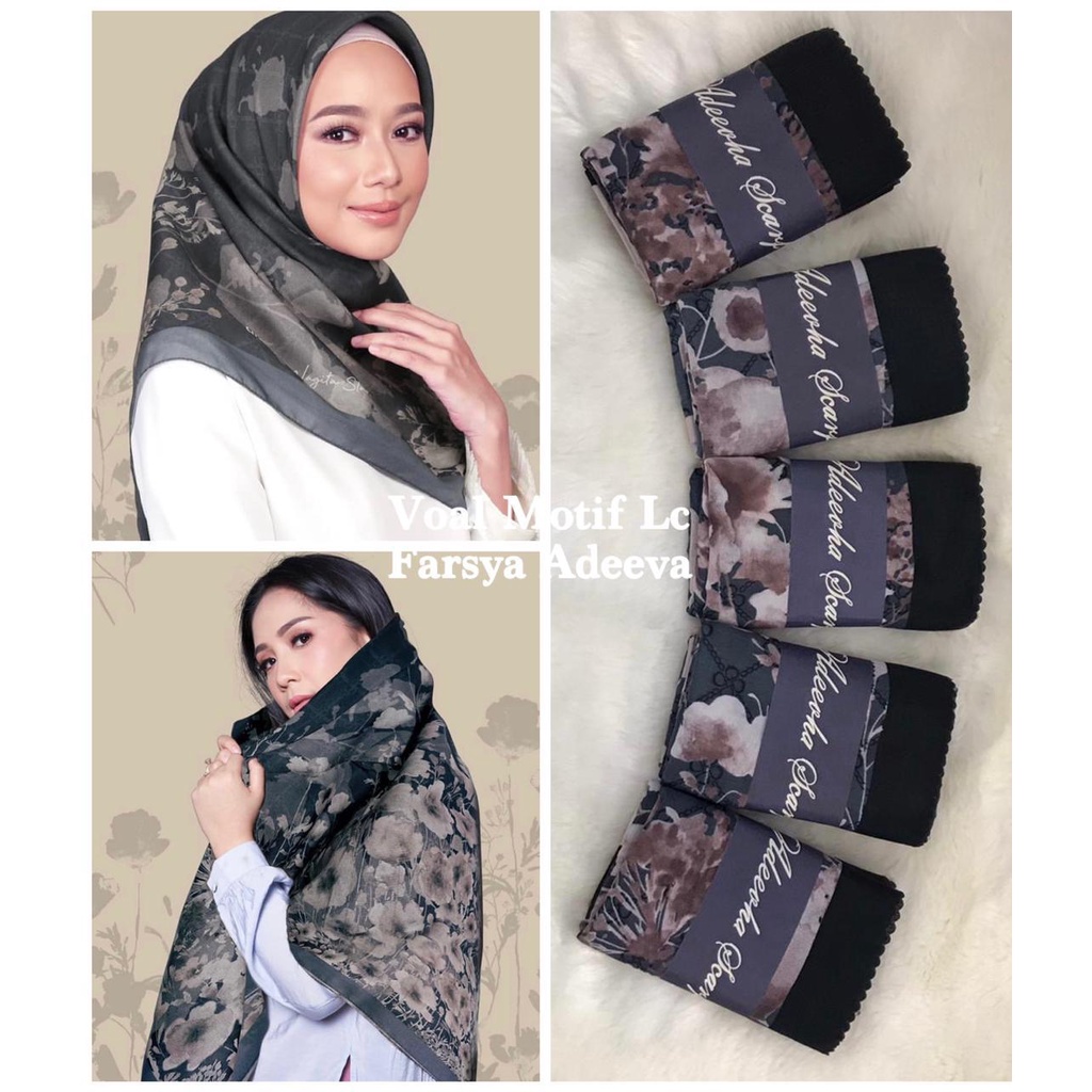 Kerudung Segiempat Deenay Lasercut Hijab Segi Empat Motif Denay Adeeva Jilbab Motif Rumah Hija'b-NAGITA DARK GREY