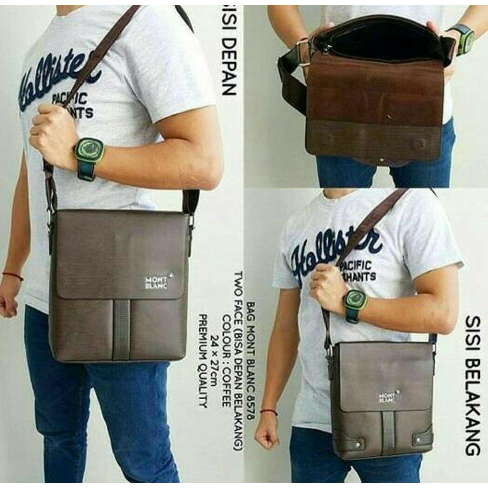 Paling Murah Tas Selempang Pria Kulit Import Montblanc(Tas Kerja,Tas Sekolah,Tas Santai,Tas