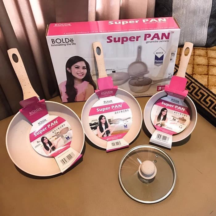 Promo Terbaru (Bisa Cod) (Harga Promo) Bolde Super Pan Beige Set Wajan Panci - Panci Superpan 1 Set