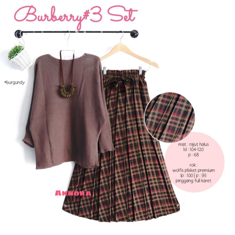 BURBERRY 3 SET RAJUT HALUS | STELAN ONE SET TERBARU RAJUT HALUS