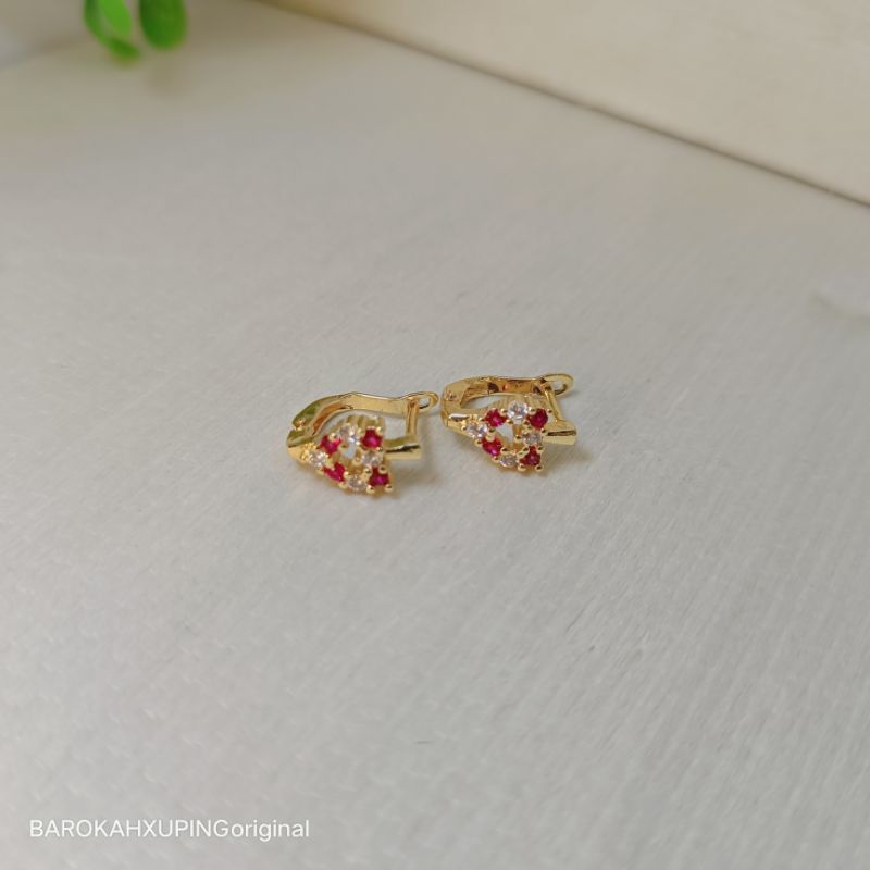 anting klip+anting xuping+anting jepit/perhiasan lapis emas berkualitas