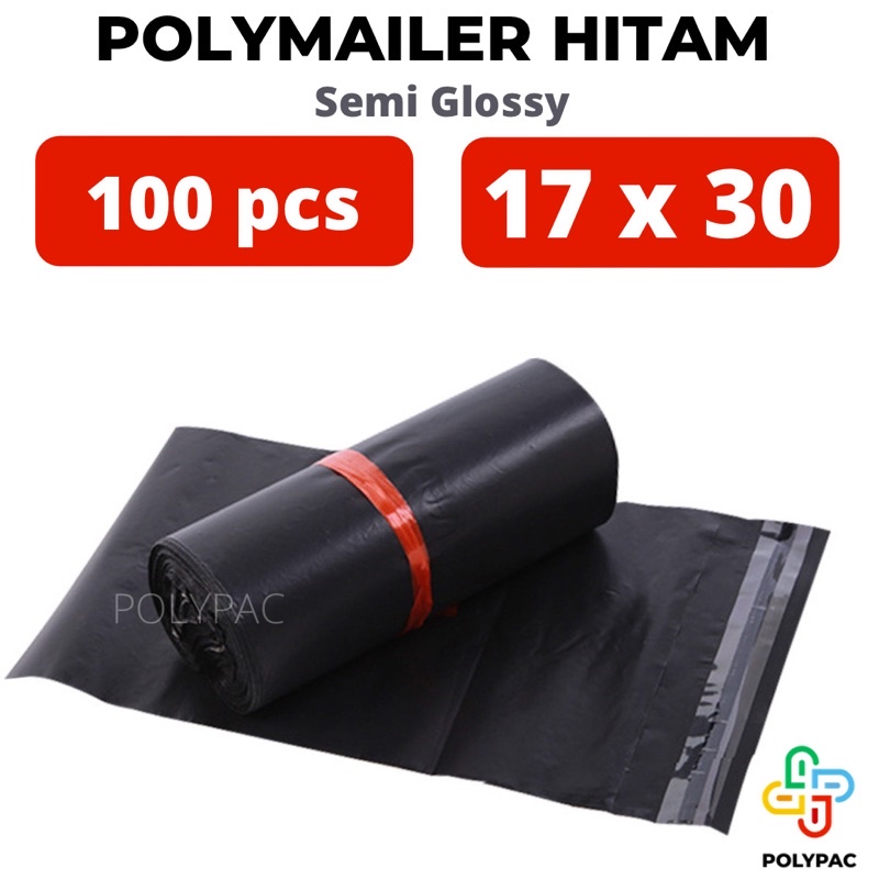 

Plastik Polymailer Hitam Semi Glossy LDPE [17x30] isi 100 - Bungkus Plastik Packing Online