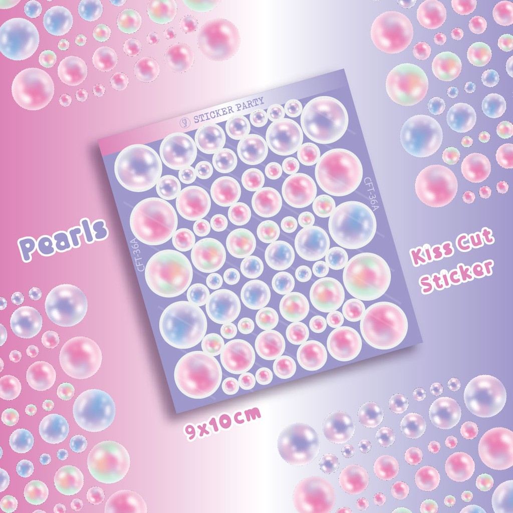 Sticker Party Stiker Satin Pearl Mutiara Bubble KISS CUT Deco Polco Top Loader Polaroid Kpop CFT36-1