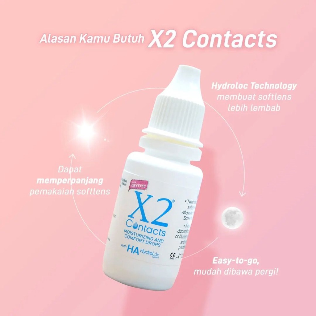 X2 Contacts Eye Drops 15ml tetes softlens