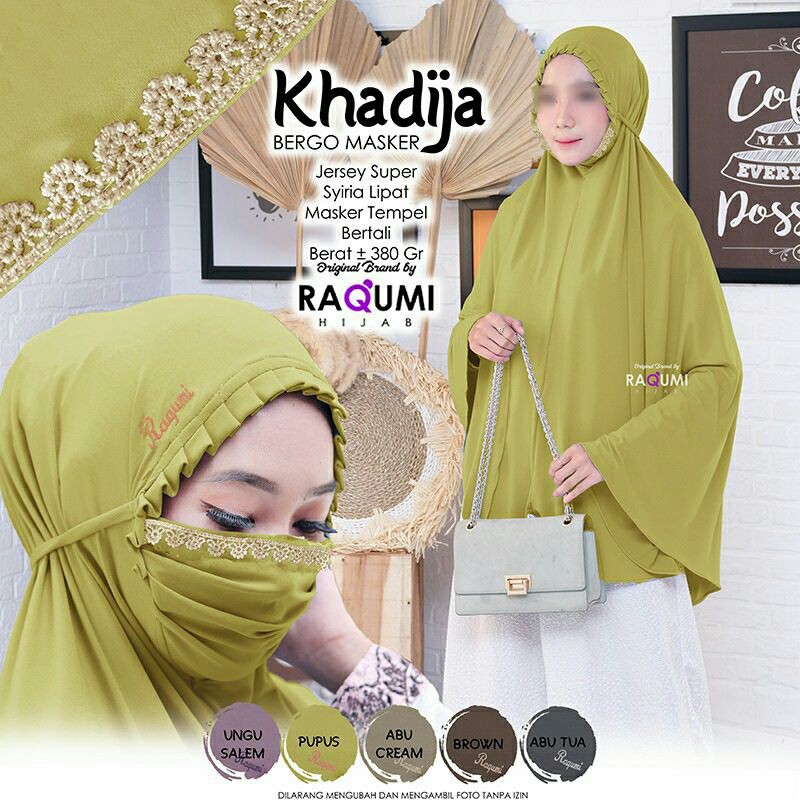 Khadija Bergo Jersey Instan cadar ori Raqumi Hijab