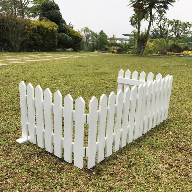  PAGAR  TAMAN PAGAR  KAYU PORTABLE  POINTY WHITE FENCE 