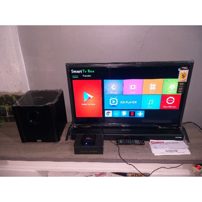 tv led polytron soundbar +android box 32 inch