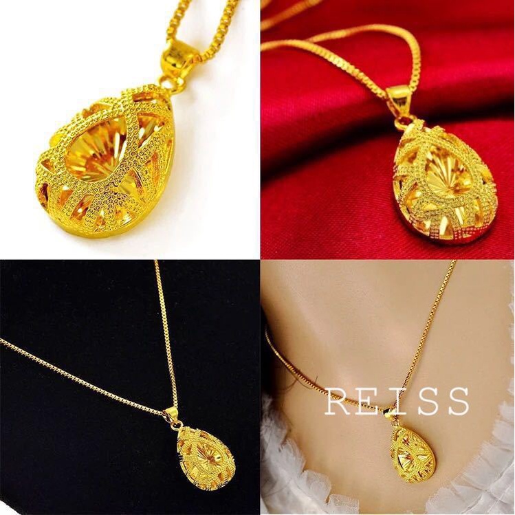 Kalung Rantai Emas 24K 100% Original Bentuk Tetesan Air Untuk Wanita