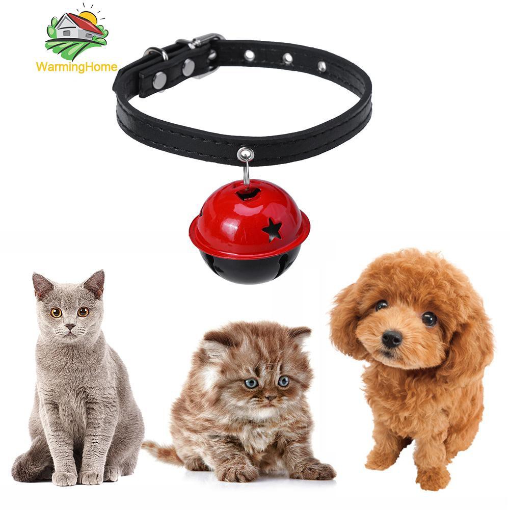 Kalung Dengan Lonceng Bahan Kulit PU 3 Warna Untuk Anak Anjing Kucing