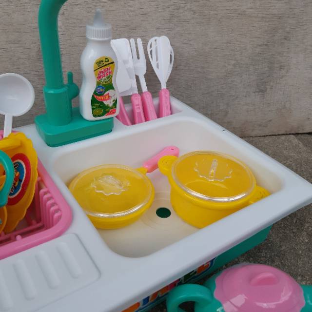 Mainan Wastafel Cuci Piring Baterai - Kitchen Set Sink Wash Up Anak