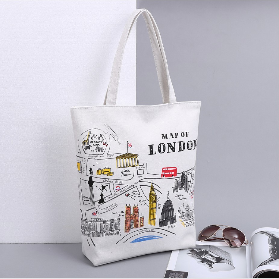 Tas Tote WANITA / TOTE Bag Kanvas Tebal Fashion Korea motif ANIMASI KOREA