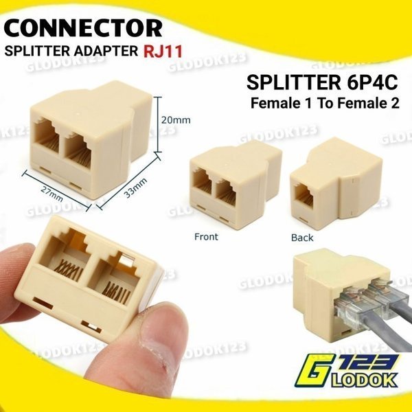 Sambungan Splitter ADSL Socket Soket Paralel Telepon Telpon RJ11 6P4C