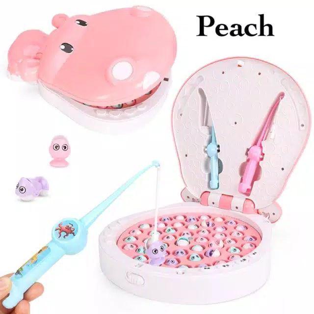 Tma / Mainan Anak Pancingan ikan 45pc model hippo size besar model lengkap music piano-Peach