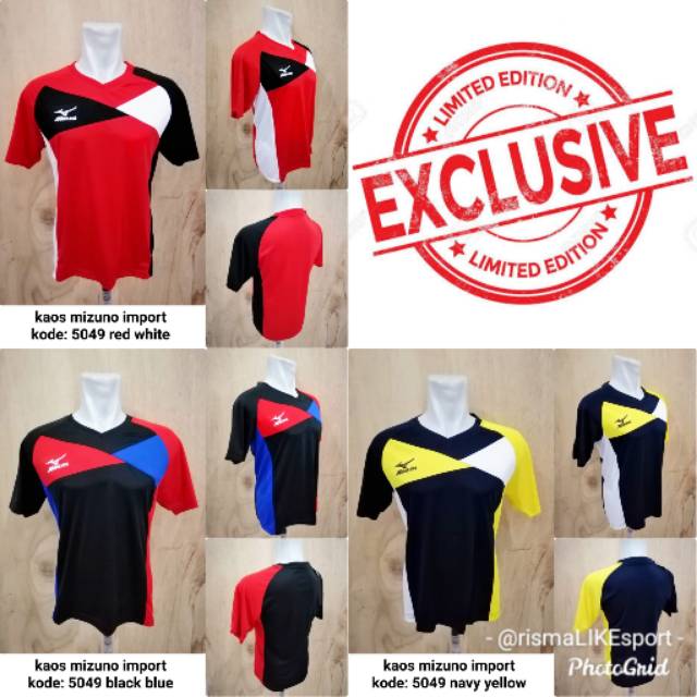 MURAH COD Baju Kaos Jersey Badminton Bulutangkis Volly Mizuno Grade Original GO Import 5049 Mizuno