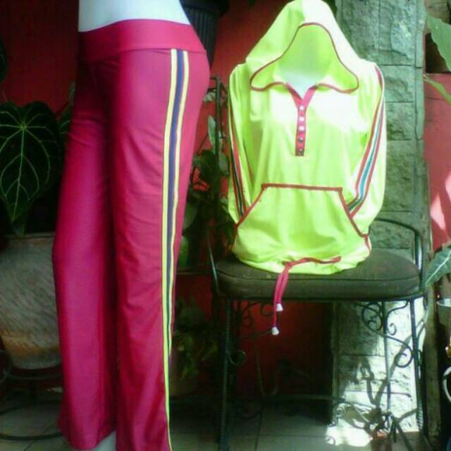 Baju Senam Aerobic Stabilo Pink /fitness/jogging/zumba