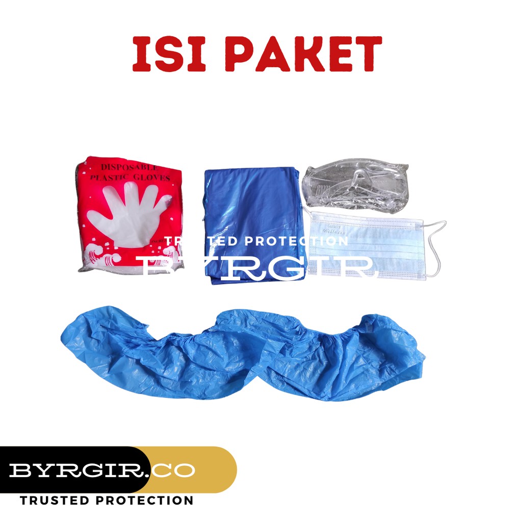 Full Satu Set Lengkap Hazmat Plastik Sekali Pakai Disposable Murah