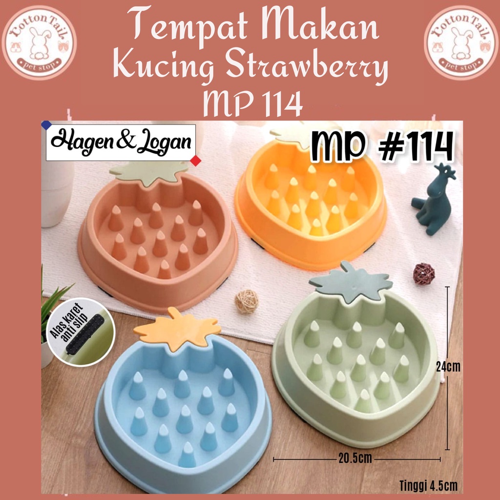 MP114 Mangkuk Tempat Makan Anjing Kucing - Slow Feeder Bowl Strawberry