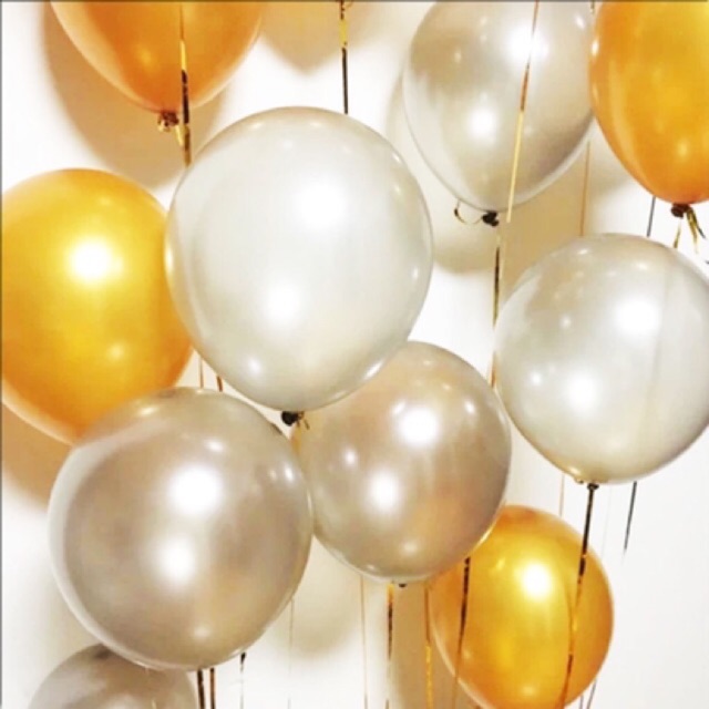 [BS 134] Balon Metalik isi 100 warna warni putih / gold