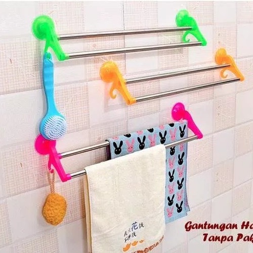 Gantungan Handuk Baju Kamar Mandi Tempel Vacuum Dinding Hanger Suction