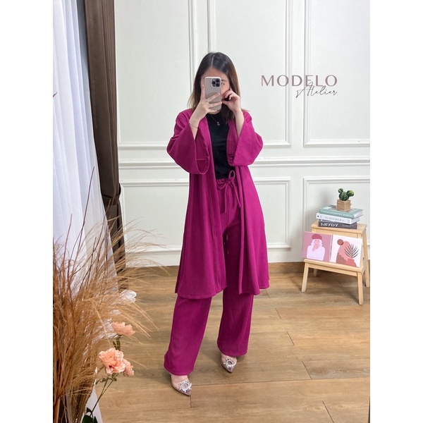 NEW GWENDA Outer SETCEL - Setelan Cardy / Set Cardy / Tika Set / Poppy Set / Setelan Outer / Pleats 