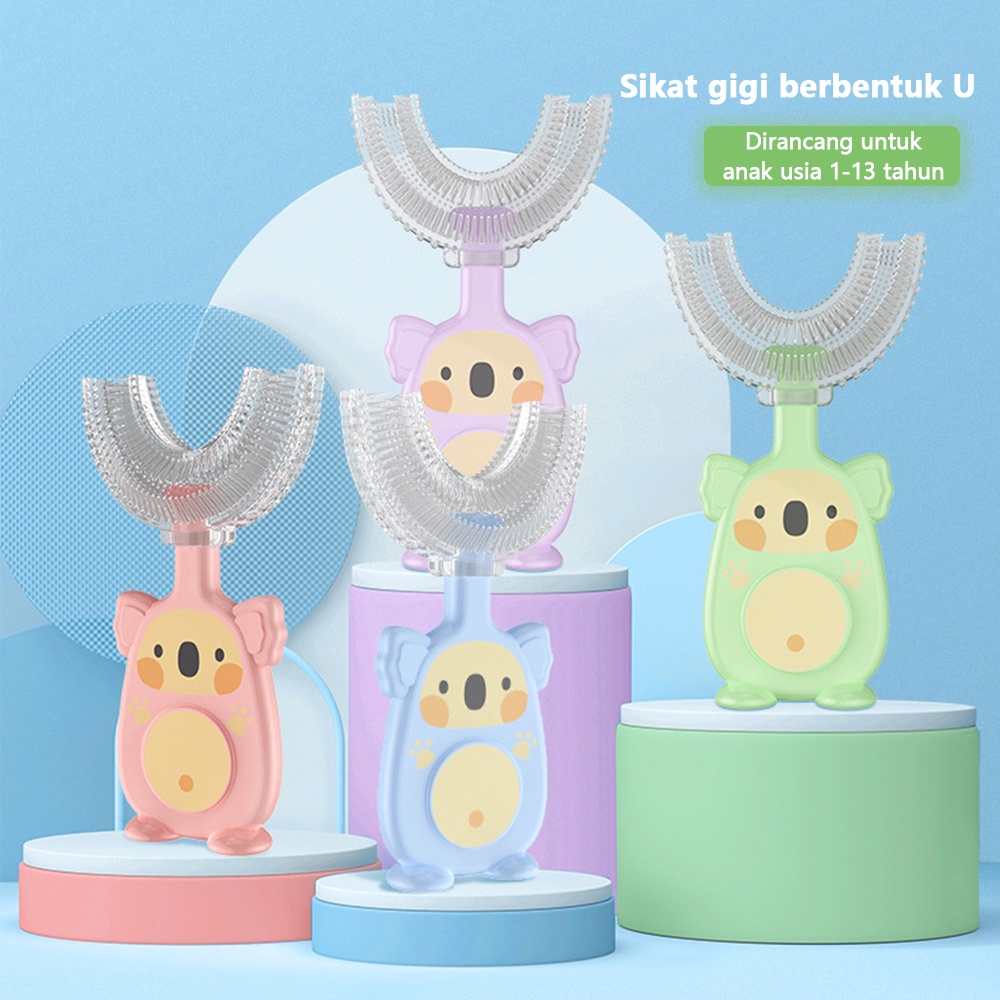 HIPPO LAND Sikat Gigi Anak Bentuk U Bahan Silikon / Training Toothbrush / Tooth Brush Baby Silicon type U Sikat Gigi Anak Sikat 264