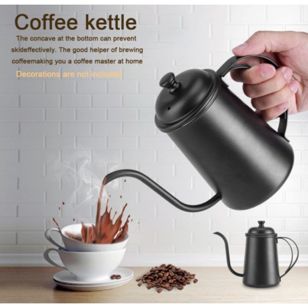 OneTwoCups Coffee Maker Pot Drip Kettle Teko Barista Kopi 650ml - HS4011 - Silver