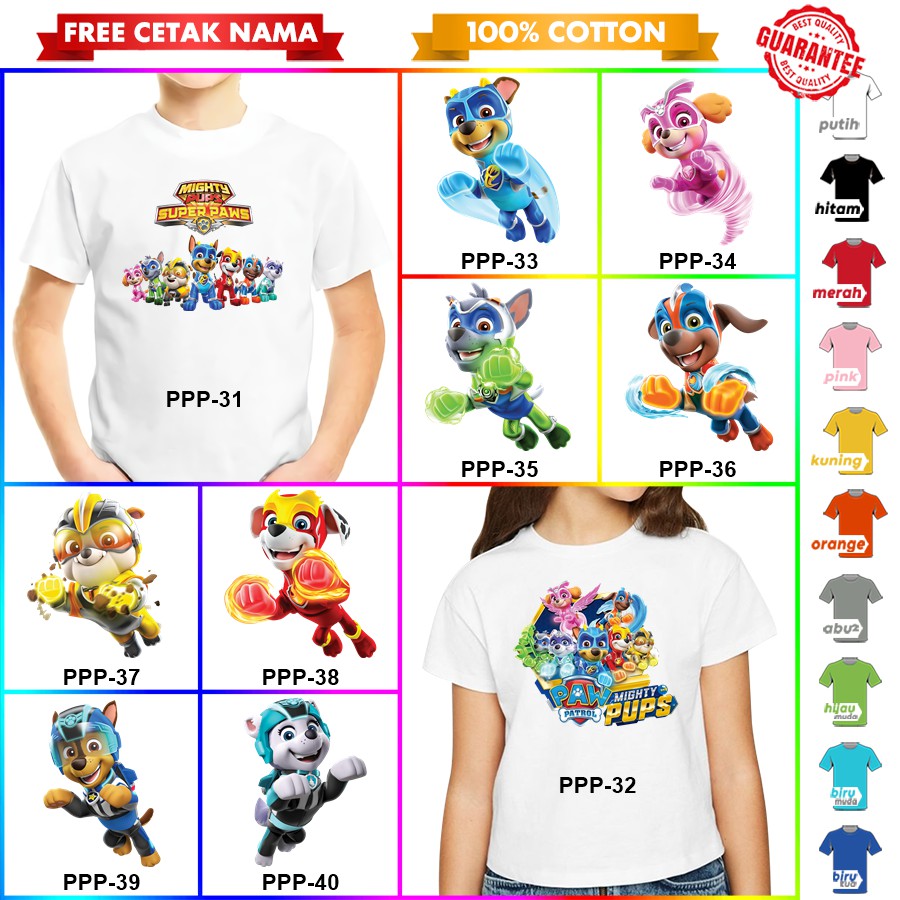 [FREE NAMA!!] Baju Kaos COUPLE  ANAK DAN DEWASA PAW PATROL PAWPATROLBANYAK MOTIF