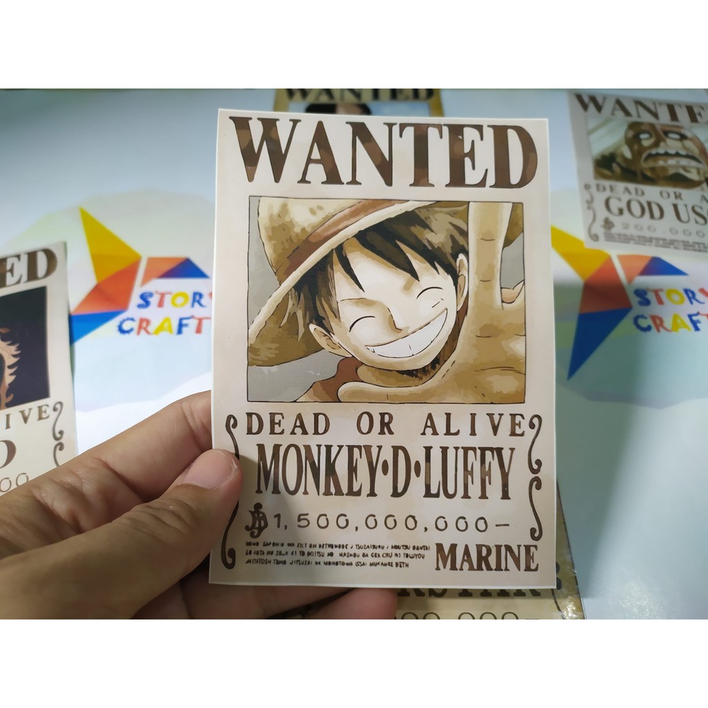 Sticker Animasi One Piece Wanted Ukuran A6