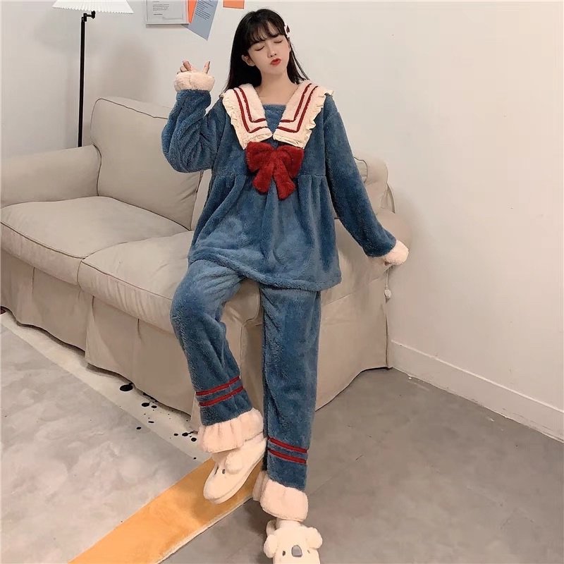 Piyama winter pajamas sailor baju tidur musim dingin hangat dress set onesie korean style kawaii