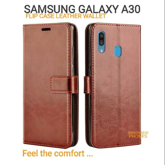SAMSUNG - A30 - A20 Flip Cover Leather Case Wallet - Case Dompet Kulit