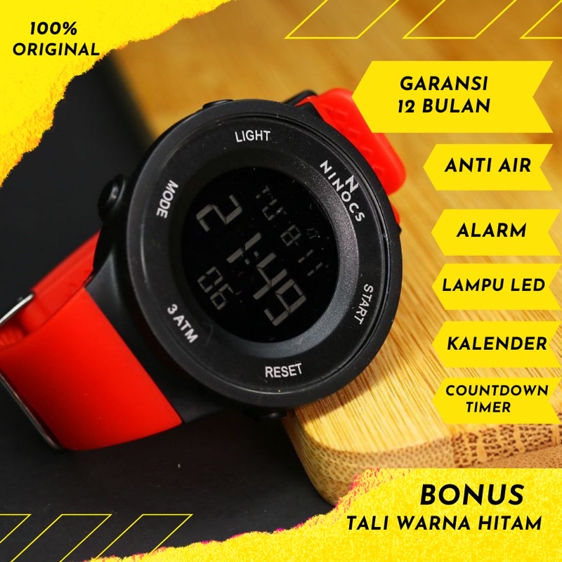 Jam Tangan Sport Digital Anti Air 100% Original Ninocs Watch  Pria Wanita Couple Bergaransi