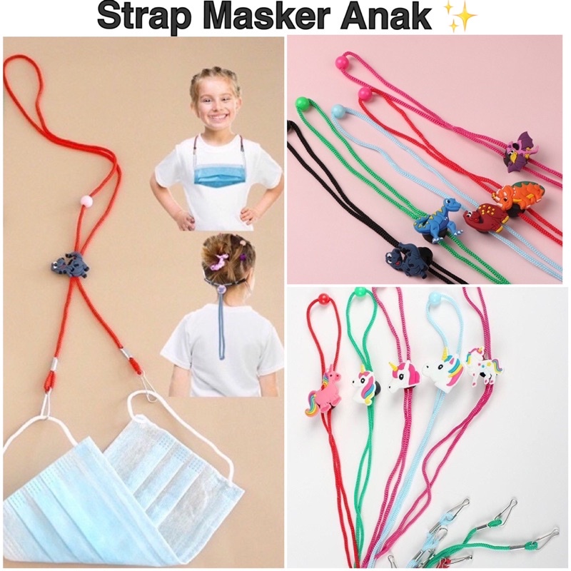 Strap Masker Anak Cartoon / Tali Masker Anak Adjustable / Kalung masker anak karakter