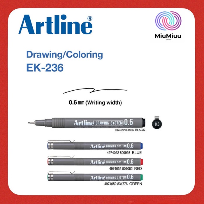 

Pendrawing- Pulpen Menggambar Lukis Drawing Pen Artline Ek-236 Gambar 0.6 Mm - Hitam -Drawing-Pen.