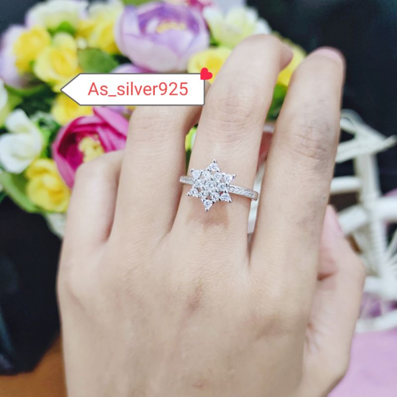 CINCIN PERAK GASING ASLI SILVER 925 LAPIS MAS PUTIH -RING FASHION IMPORT