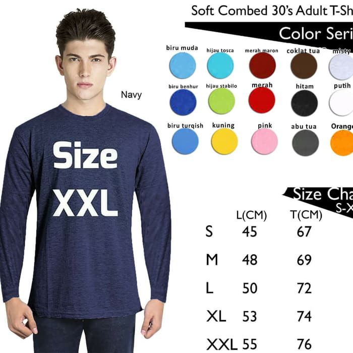 Baju Kaos Polos Combed 30s Unisex Lengan Panjang Size XXL Distro Tshirt Oblong Cewek Cowok
