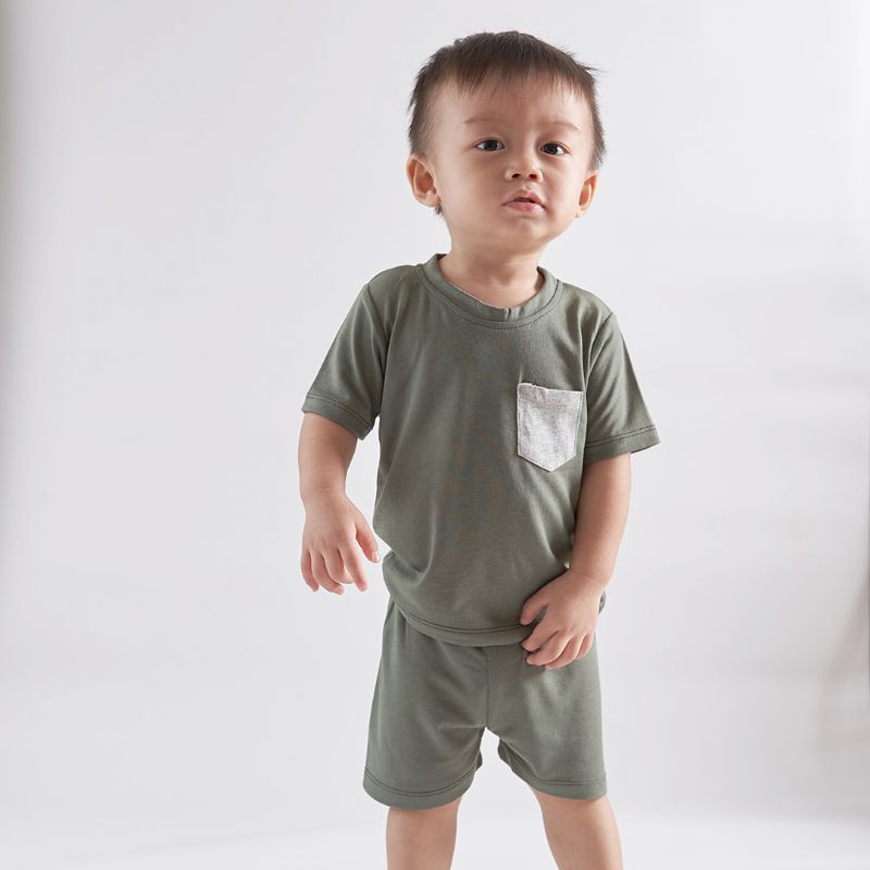 LITTLEHOOP Zoya Pocket Tee Cotton Kaos Anak Polos Lengan Pendek Baju Bayi