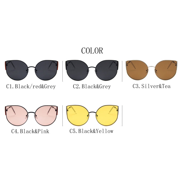2022 Kacamata Hitam Cat Eye Lensa Multi Warna Anti Sinar UV400 Frame Metal Besar Untuk Wanita