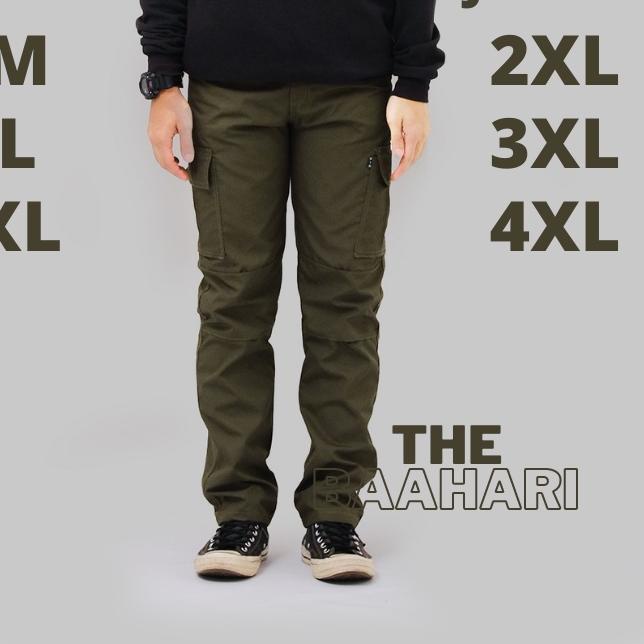 "ARG.20Au22ᴮ" Cargo Pants - Celana Cargo Panjang Pria Celana Jumbo Bigsize Bahan Ripstop Warna Hijau