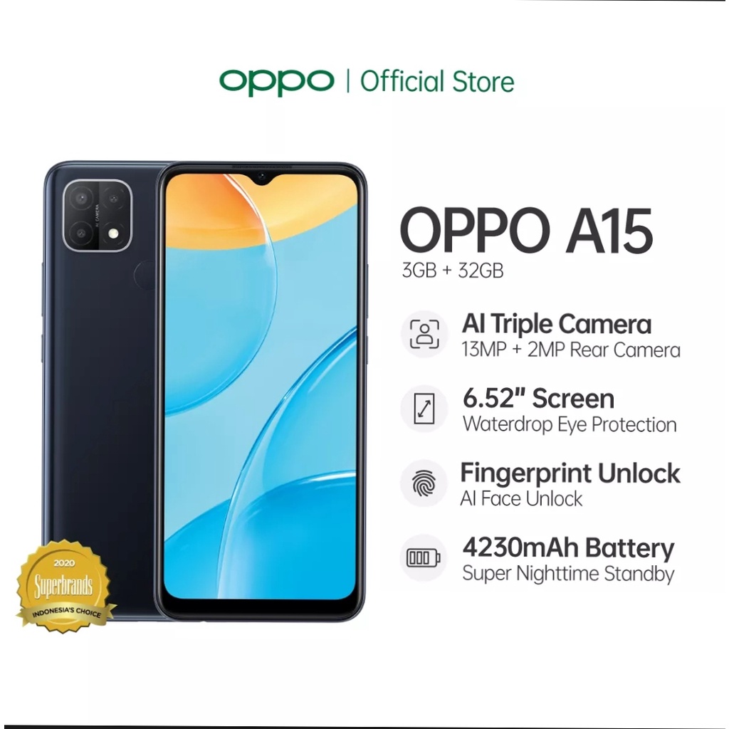 OPPO A15 RAM 2/32 GB GARANSI RESMI OPPO INDONESIA