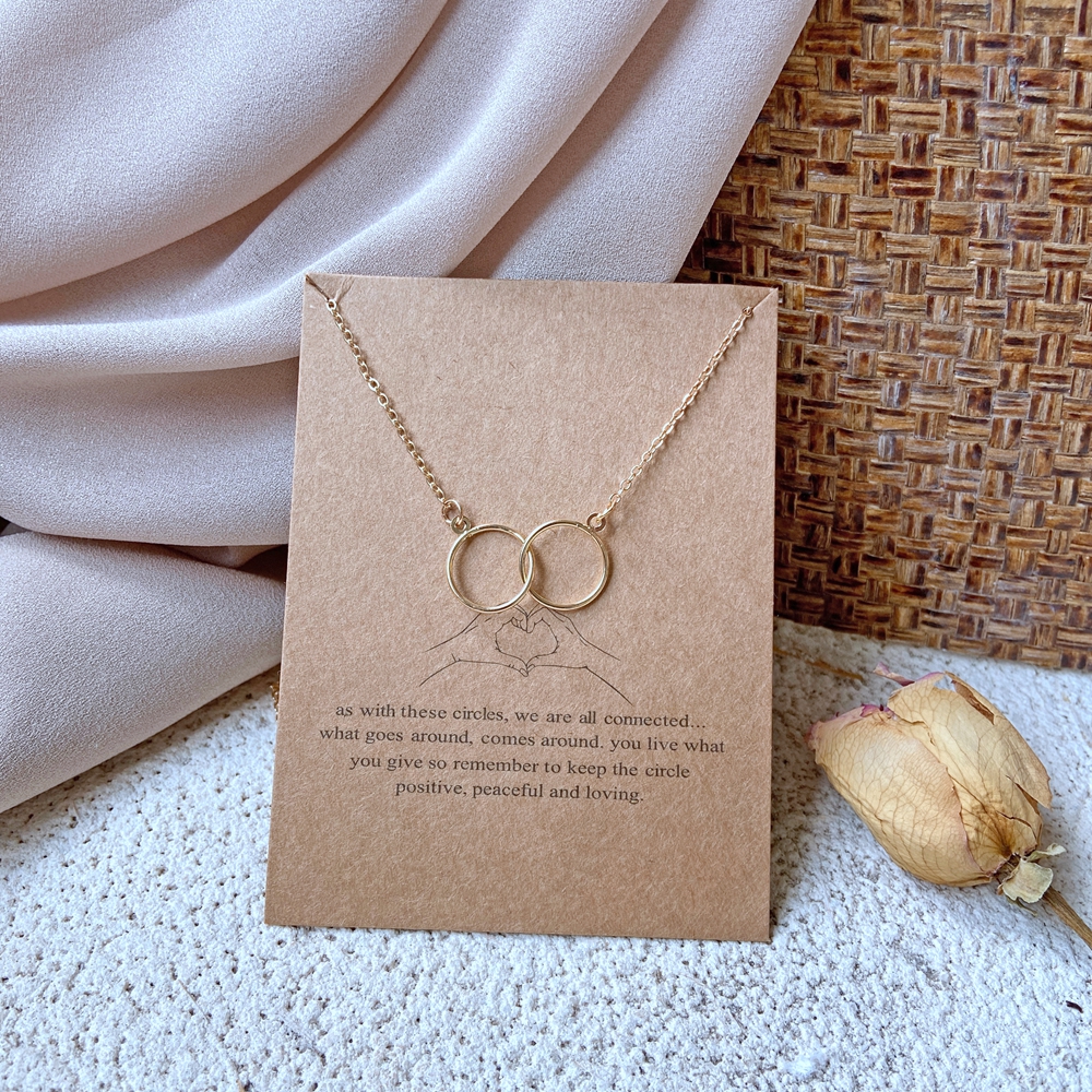 Korean Fashion Creative Bowknot Circle Gold Necklace Simple Retro Clavicle Chain choker Jewelry Accessories