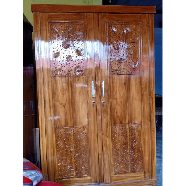 Lemari baju kayu jati 2 pintu