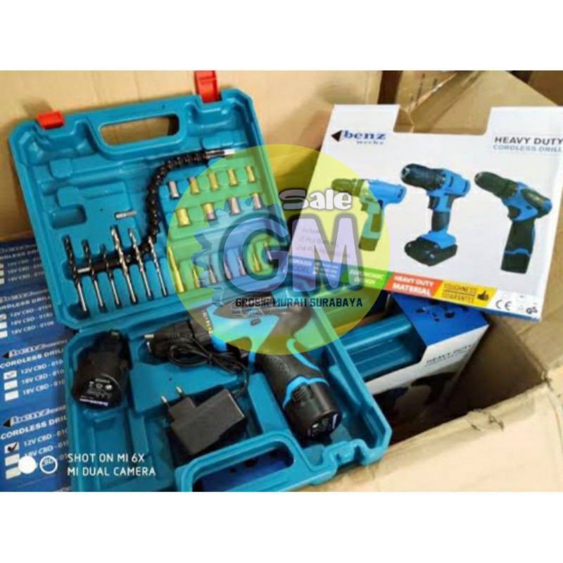Mesin Bor Baterai BENZ BZ8004 Cordless Drill 10 mm 12 V Benz BZ-8004