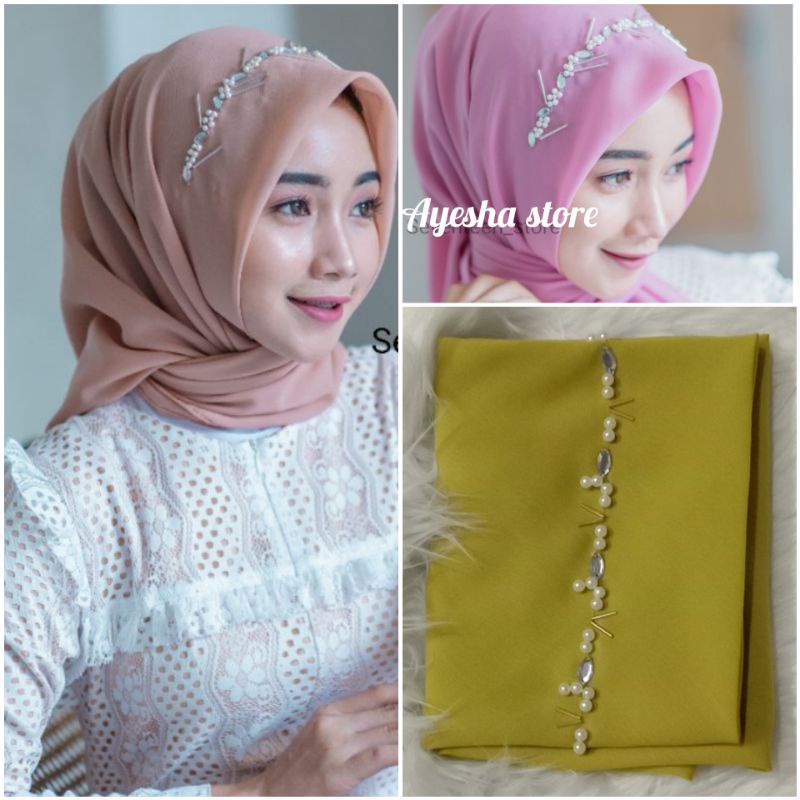 Hijab Segiempat Bella Square Payet Mutiara