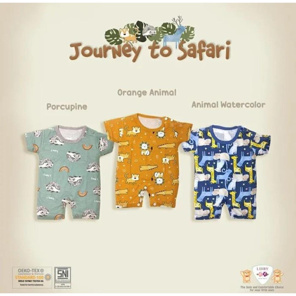 Robihah LIBBY Baju Kodok Segiempat Motif Journey To Safari (1 pcs)